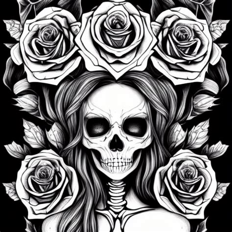 Skeleton With Roses In The Style Of Charlie Bowater Coloring Book Style