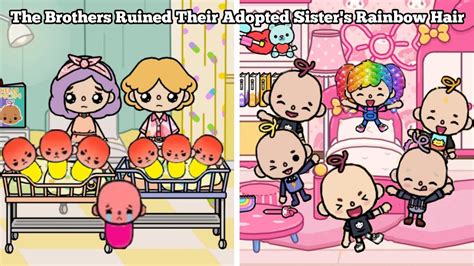 The Brothers Ruined Their Adopted Sister S Rainbow Hair Toca Life