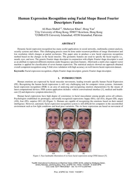 Human Expression Recognition Using Facial Shape Based Fourier Descriptors Fusion Deepai