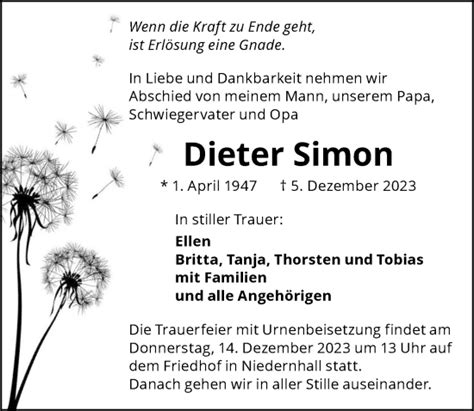 Traueranzeigen Von Dieter Simon Trauerundgedenkende