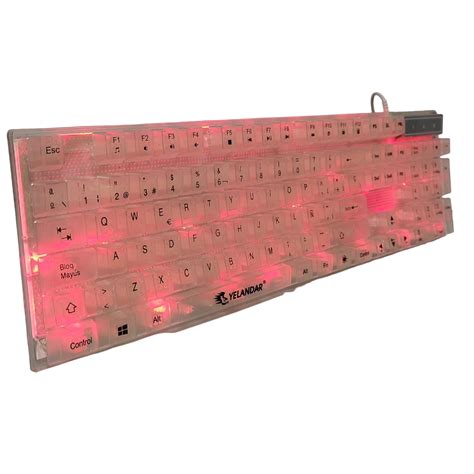 Ripley Teclado Para Pc Laptop Transparente Luz Rgb Retroiluminado