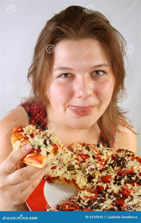 Fille Mangeant De La Pizza Image Image 5370935