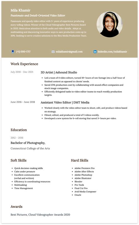 Video Editor Resume Examples And Guide Cakeresume