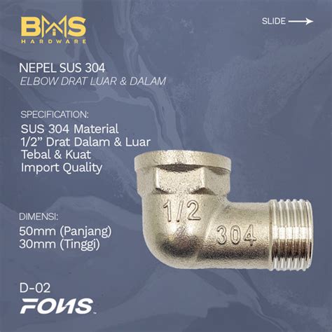 Jual ELBOW KNEE Drat Luar Dalam Nepel Stainless 304 1 2 Nepple Drat