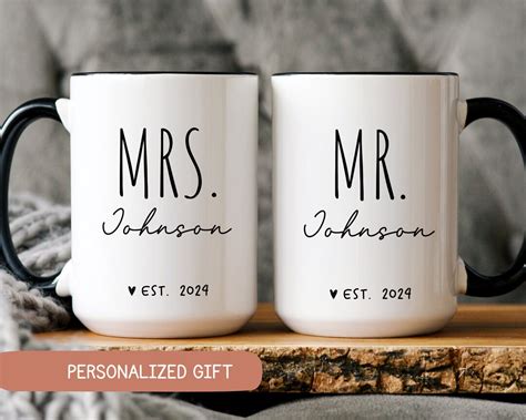 Personalized Mr And Mrs Coffee Mugs Custom Mr Mrs Coffee Mugs Husband And Wide Mugs Bride And