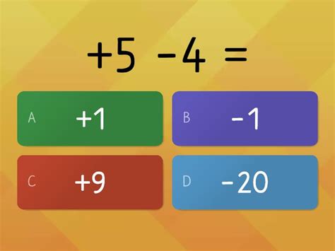 Somma E Differenza Numeri Relativi Test