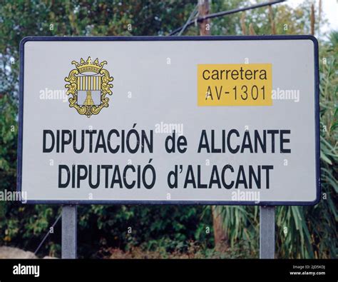 CARTEL DE LA DIPUTACION DE ALICANTE EN LENGUA VALENCIANO Y CASTELLANA