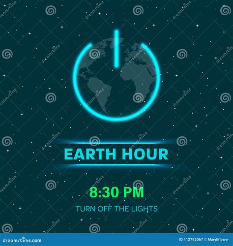 Conceito Da Hora Da Terra Com Luzes De Néon Planeta Liso Da Terra No