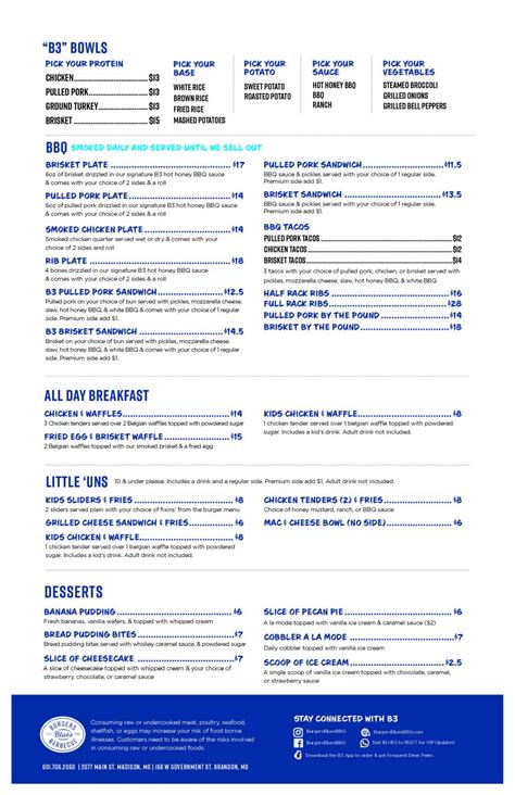 Brandon Menu - Burgers Blues Barbecue