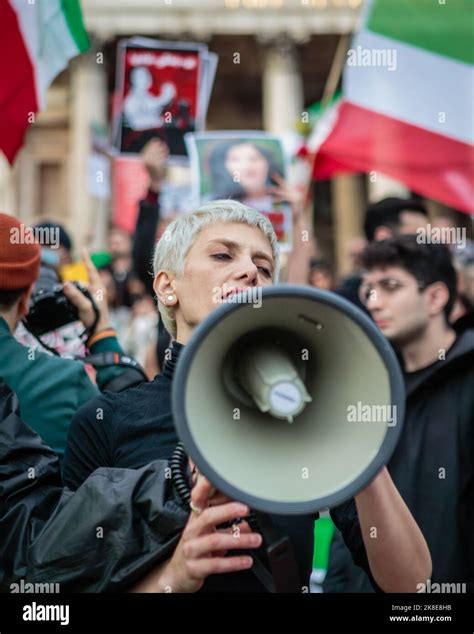 A Short Haired Woman At The ‘woman Life Freedom Protests In Iran