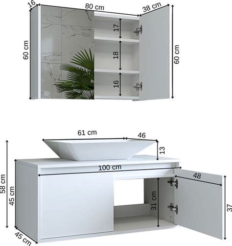 Atlantic Badkamermeubels 100 Cm 2 Delig Met Keramisch Wastafel