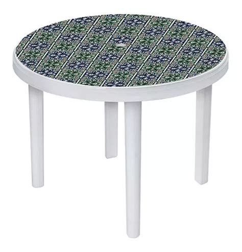 Conjunto Mesa Redonda Desmont Vel E Banqueta Label Branca R Em