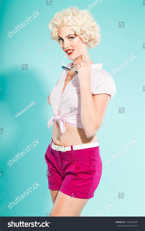 Sexy Blonde Pin Girl Wearing Pink Stock Photo Shutterstock