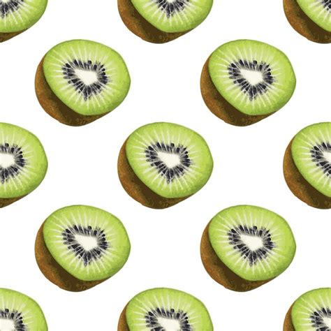 Kiwi Acuarela Jugosa Fruta Isotalada Sobre Fondo Blanco Patr N