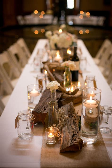 Rustic Driftwood And Candle Centerpieces