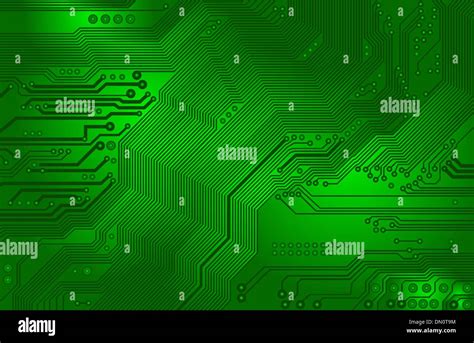 Printed Circuit Motherboard In The Green Vector Stock Vector