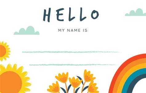 Painted child-like hello my name is label template