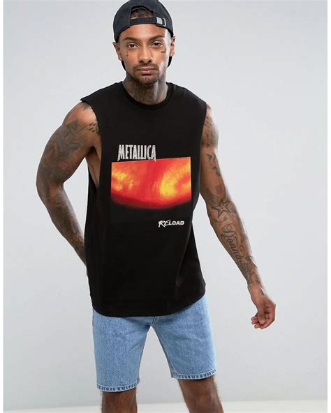 Asos Metallica Sleeveless Band T Shirt With Reload Print And Dropped