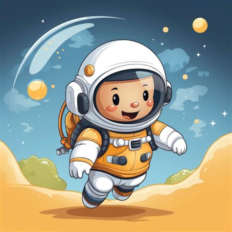 Astronauta flotando en el espacio con una ilustración de dibujos