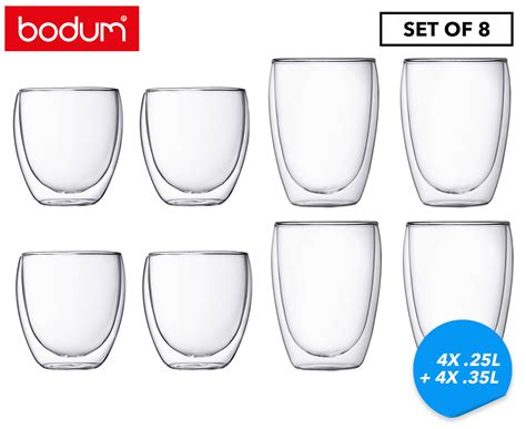 Set Of 8 Bodum Pavina Double Wall Glasses Nz