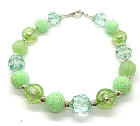 Seafoam Disco Ball Handcrafted Statement Necklace Bright Chunky High Quality Acrylic Is So Fun