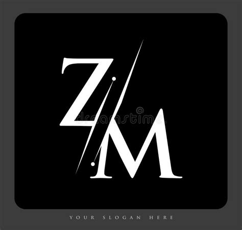 Initial Logo Letter Zm For Company Name Black And White Color And Slash