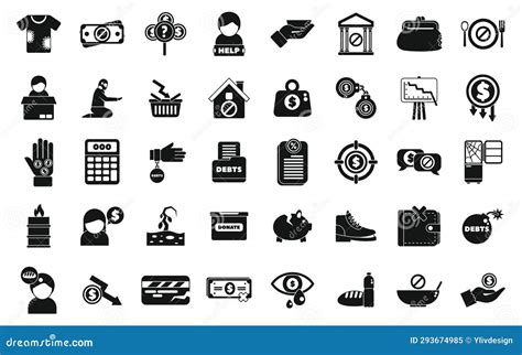 Iconos De Pobreza Conjunto Vector Simple Ayuda De Donaciones De