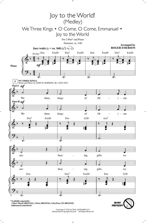 Joy To The World Medley By Roger Emerson Sheet Music For Part