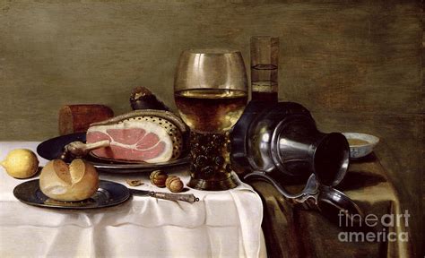 Still Life With Ham Painting By Pieter Claesz Fine Art America