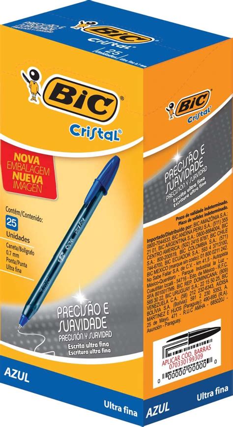 Caneta Esferografica Cristal Ultra Fine Azul Bic Cx C 25 R 51 30 Em