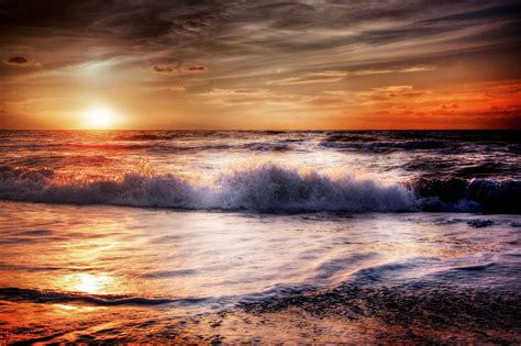 Afterglow Beach Clouds Coast Dawn Evening Sky Landscape Ocean