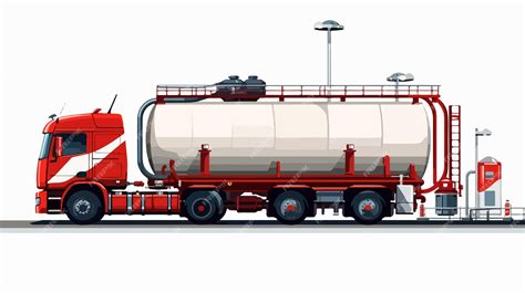 Oil Tanker Illustration With Gas Station Background Premium Ai