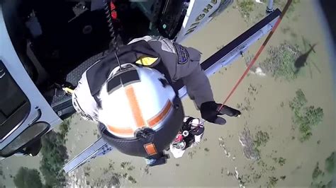 Helicopter Rescues Flood Victim In California River