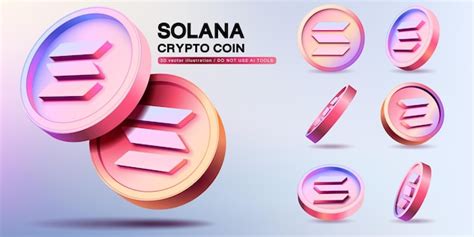 Premium Vector D Vector Solana Cryptocurrency Coins Set Perspective