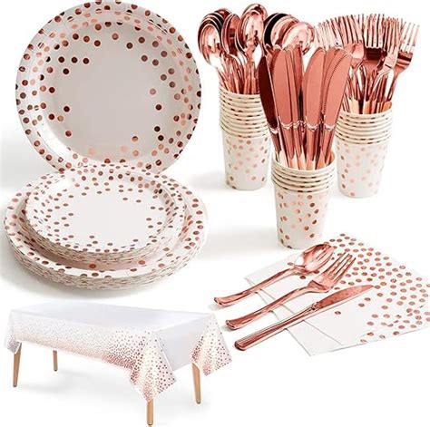 Nkaiso Party Tableware Pink Gold Pieces Paper Tableware Set