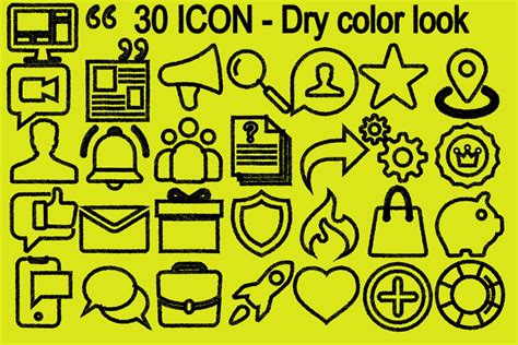 30 Dry Color Basic Social Media Icon Icons ~ Creative Market