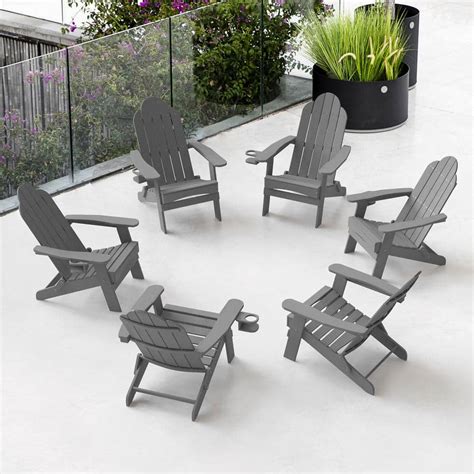 Lue Bona Recycled Dark Gray Hdps Folding Plastic Adirondack Chair