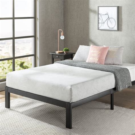 Mainstays Wood Slat Black Metal Platform Bed Frame With Wood Legs