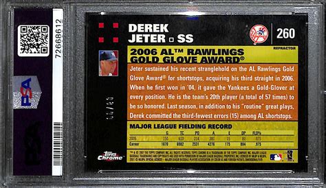 Lot Detail Topps Chrome Red Refractor Derek Jeter Graded Psa