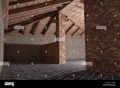 3d Rendering Of An Unfurnished House Interior Stock Photo Alamy