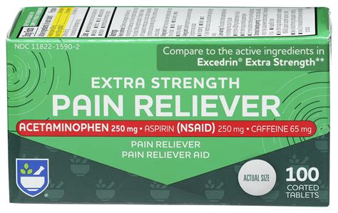 Buy Rite Aid Extra Strength Pain Reliever Acetaminophen 250mg Aspirin 250mg Caffeine 65mg