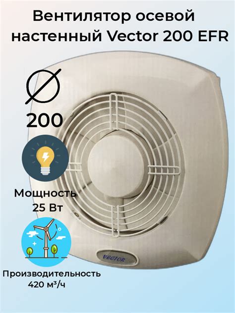 Вентилятор настенный приточно-вытяжной VECTOR 200 EFR (реверсивный ...