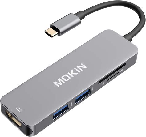 MOKiN USB Type C Hub 5 In 1 To HDMI Adapter With 2 USB 3 0 Ports SD TF