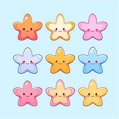 Premium Vector Cute Kawaii Sea Starfish Cartoon Illustration Collection