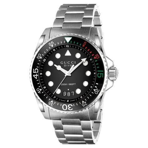 Gucci Dive Black Dial Stainless Steel Mens Watch Ya136301a For Sale At 1stdibs Gucci Dive