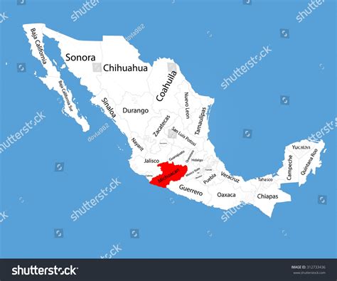 Michoacan Mexico Vector Map Silhouette Isolated