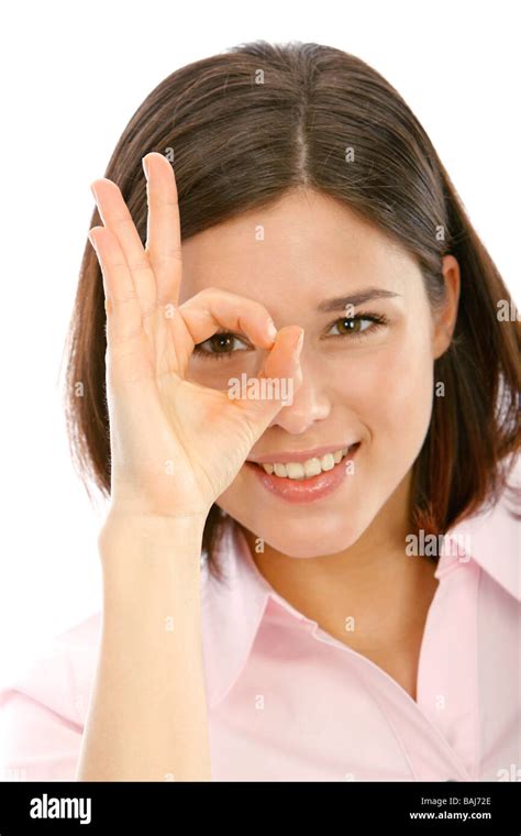 Woman Showing Ok Sign Stock Photo Alamy