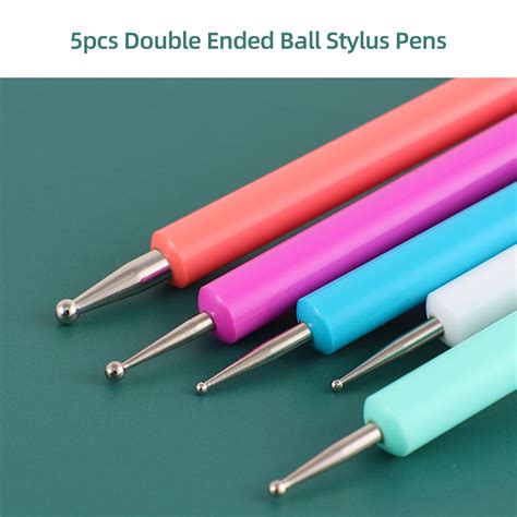 5pcs Double Ended Dotting Tools Set Pattern Tracing Ball Pen For D8A4