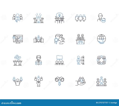 Business Direction Line Icons Collection Strategy Vision Mission