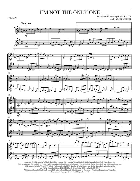 I M Not The Only One By Sam Smith Sheet Music For Violin Duet At Sheet